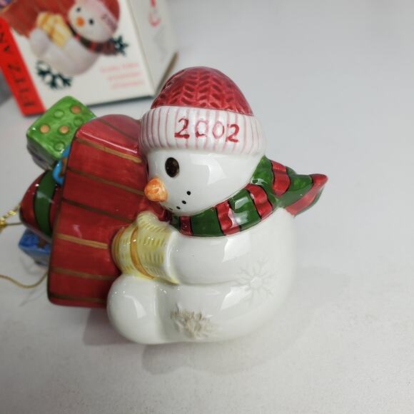 Fitz & Floyd Snowman Ornament Frosty Folks 2002 Ceramic Christmas Holiday Winter - Picture 3 of 9